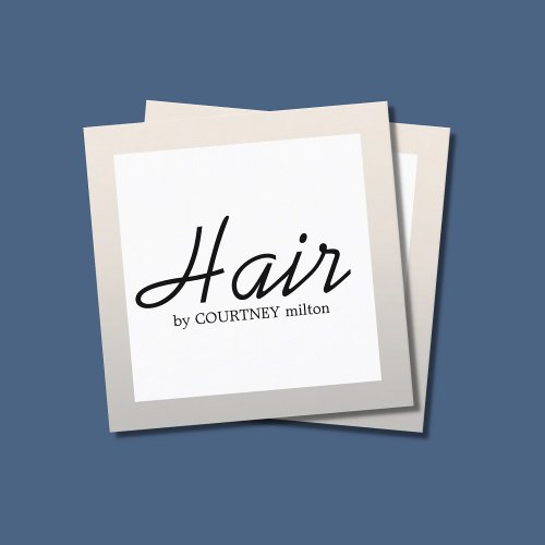 Simple Elegant Faux Silver BlackWhite Hair Stylist Square Business Card