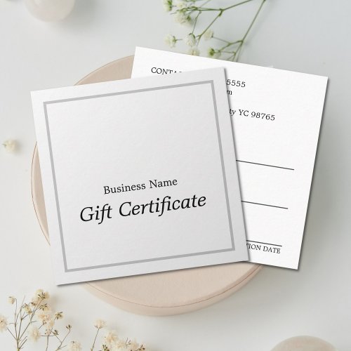 Simple Elegant Faux Silver Gift Certificate