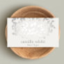Simple Elegant Faux Silver Leaves Spa Business Card
