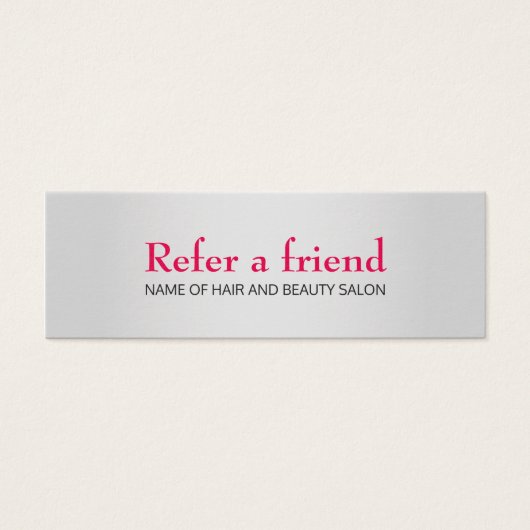 Simple Elegant Faux Silver Pink Referral Card (Front)