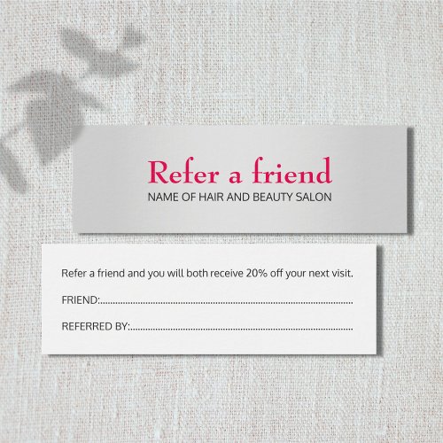 Simple Elegant Faux Silver Pink Referral Card