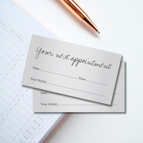 Simple Elegant Faux Silver Salon Appointment Card