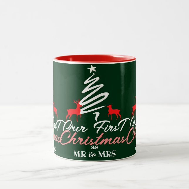 Simple Elegant | First Christmas as Mr and Mrs Two-Tone Coffee Mug (Center)