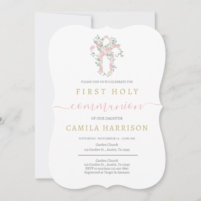 Simple Elegant First Holy Communion Invitation (Front)