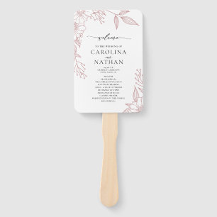 Simple Elegant Floral Blush Pink Wedding Program  Hand Fan