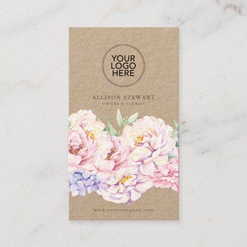 Simple Elegant Floral Business Card with QR code