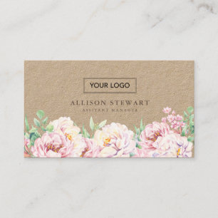 Simple Elegant Floral Business Card with QR code