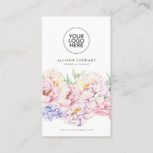 Simple Elegant Floral Business Card with QR code