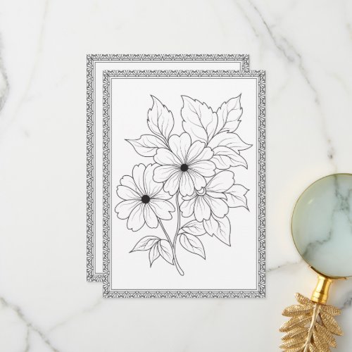 Simple Elegant Floral Color Your Own Greeting Card