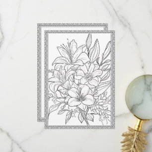 Simple Elegant Floral Color Your Own Greeting Card