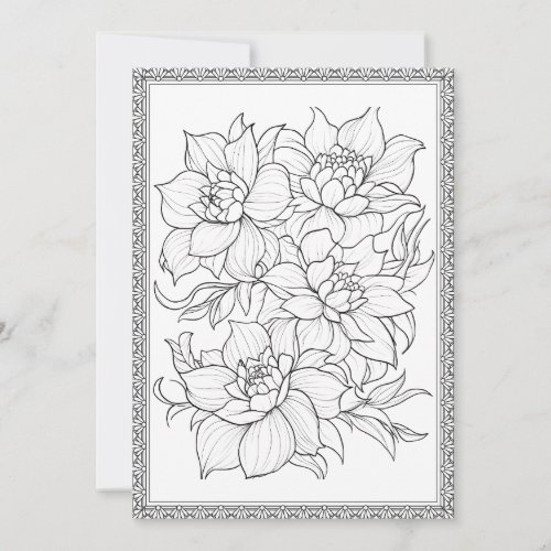Simple Elegant Floral Color Your Own Greeting Card