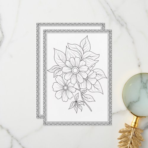 Simple Elegant Floral Color Your Own Greeting Card