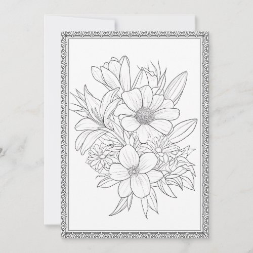 Simple Elegant Floral Color Your Own Greeting Card