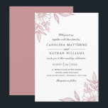 Simple Elegant Floral Corners Wedding Blush Invitation<br><div class="desc">This beautiful wedding invitation features a detailed floral design in blush pink in the upper left and bottom right corners, creating a simple, elegant look. A color scheme of white, blush, and muted black give these invitations a delicate, yet modern feel. Simply customize the text for your special day! For...</div>