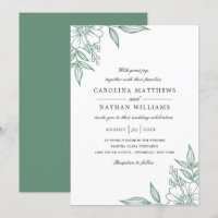 Simple Elegant Floral Corners Wedding Mint