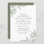 Simple Elegant Floral Corners Wedding Sage Invitation<br><div class="desc">This beautiful wedding invitation features a detailed floral design in sage green in the upper left and bottom right corners, creating a simple, elegant look. A color scheme of white, sage, and muted black give these invitations a delicate, yet modern feel. Simply customize the text for your special day! For...</div>