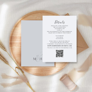 Simple Elegant Floral Foliage Details QR Code Enclosure Card