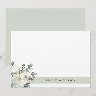Simple Elegant Floral Greenery Note Card