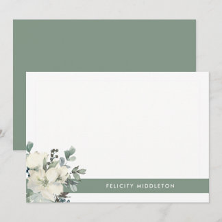 Simple Elegant Floral Greenery Note Card