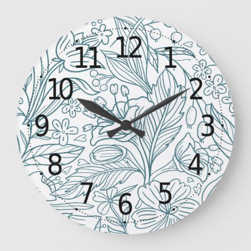 Simple Elegant Floral Hibiscus Leaves  Large Clock