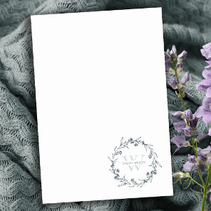 Simple Elegant Floral Laurel Wreath Monogram Post-it Notes