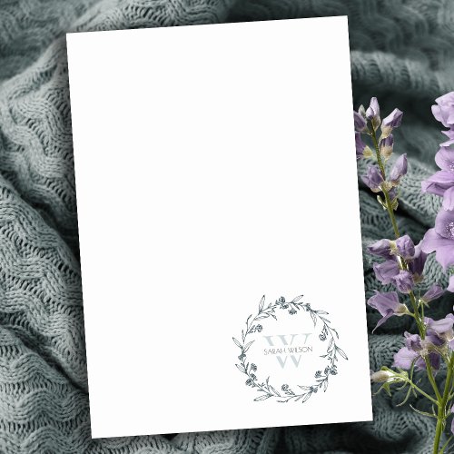 Simple Elegant Floral Laurel Wreath Monogram Post_it Notes