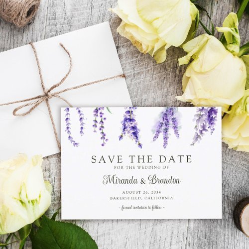 Simple Elegant Floral Lavender Save the Date Card