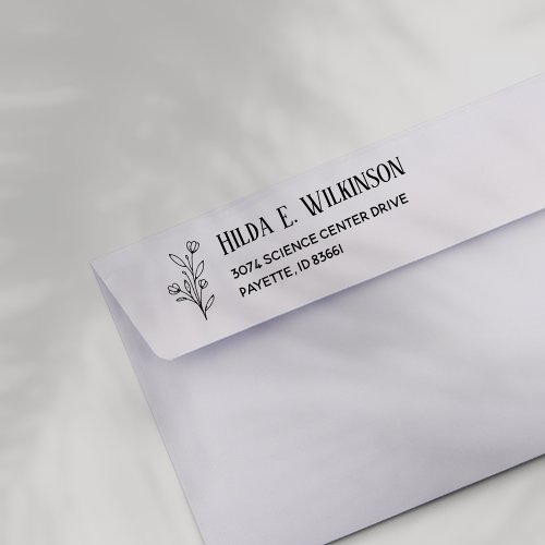 Simple  Elegant Floral Leaves Name Return Address Self_inking Stamp