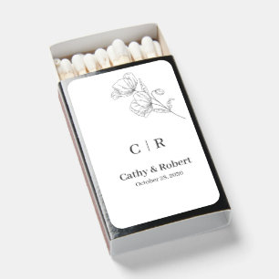 Simple Elegant Floral  Minimal and Chic Wedding  Matchboxes