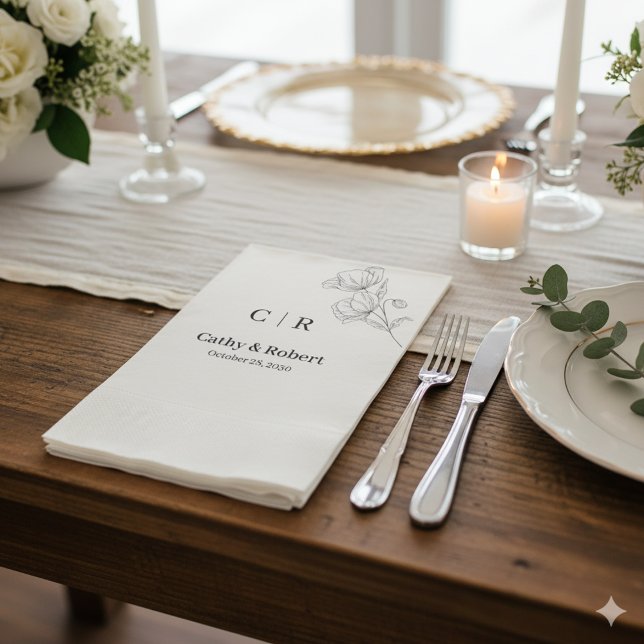 Simple Elegant Floral  Minimal and Chic Wedding  Napkins (Creator Uploaded)