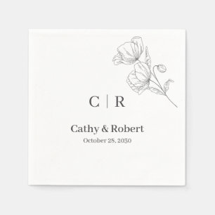 Simple Elegant Floral Minimal and Chic Wedding Napkins