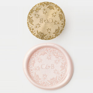 Simple Elegant Floral Pattern Monogram Wedding Wax Seal Stamp