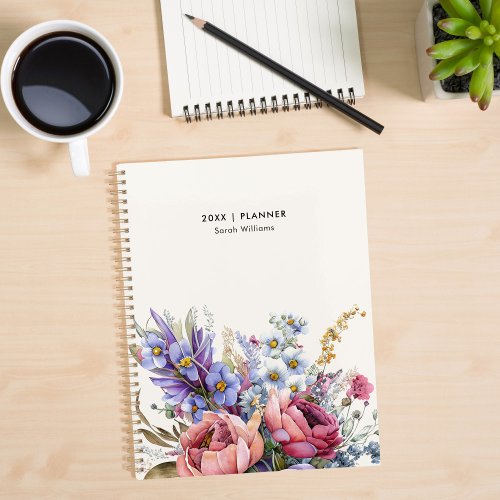 Simple Elegant Floral Personalized Planner