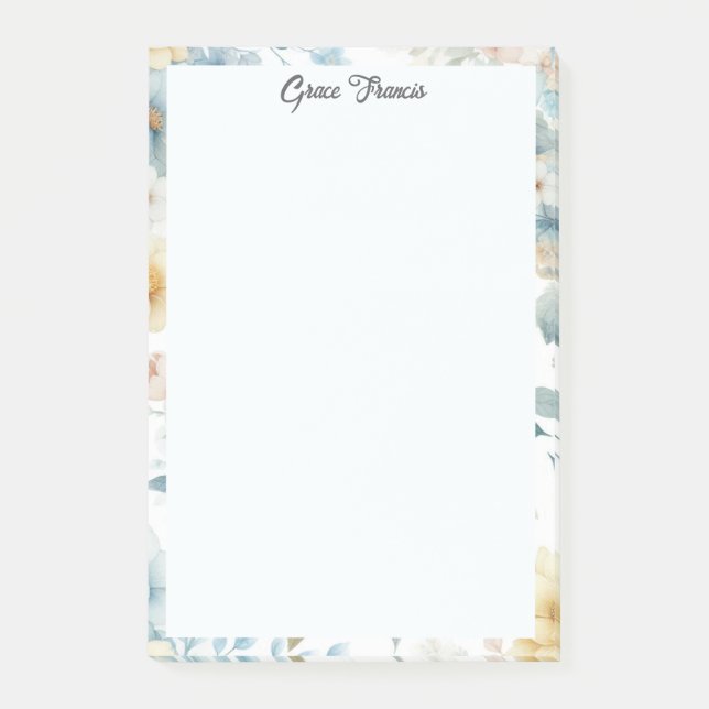 Simple Elegant Floral Personalized      Post-it Notes (Front)