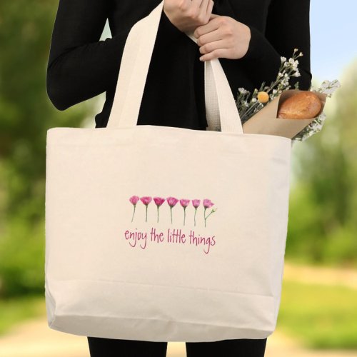 Simple elegant floral pink meaningful tote bag