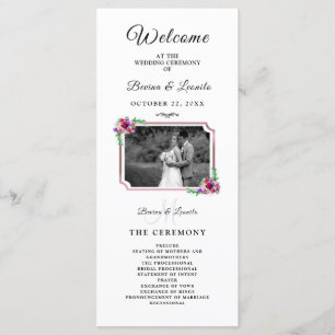 Simple Elegant Floral Script Modern Wedding Program