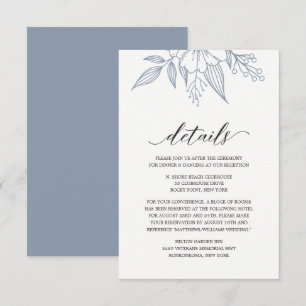 Simple Elegant Floral Wedding Dusty Enclosure Card