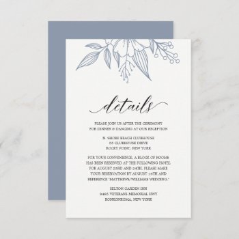 Simple Elegant Floral Wedding Dusty Enclosure Card by Orabella at Zazzle