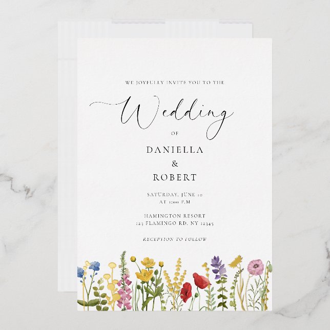 Simple Elegant Floral Wedding Foil Invitation (Envelope)