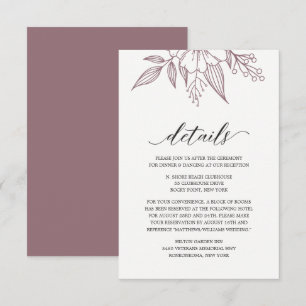 Simple Elegant Floral Wedding Mauve Enclosure Card