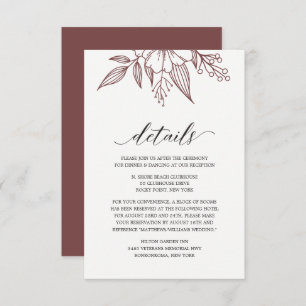 Simple Elegant Floral Wedding Red Enclosure Card