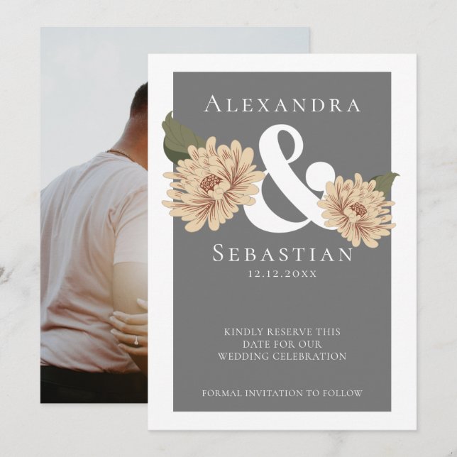 Simple Elegant Floral Wedding Save The Date (Front/Back)