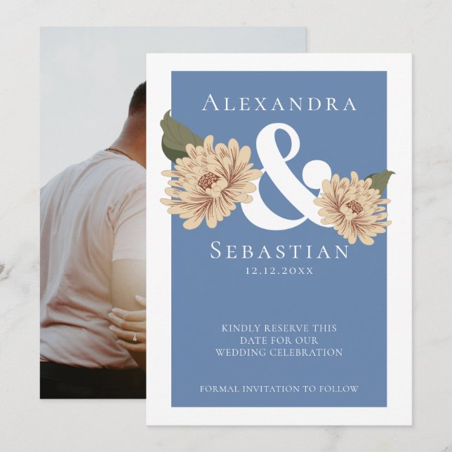 Simple Elegant Floral Wedding Save The Date (Front/Back)