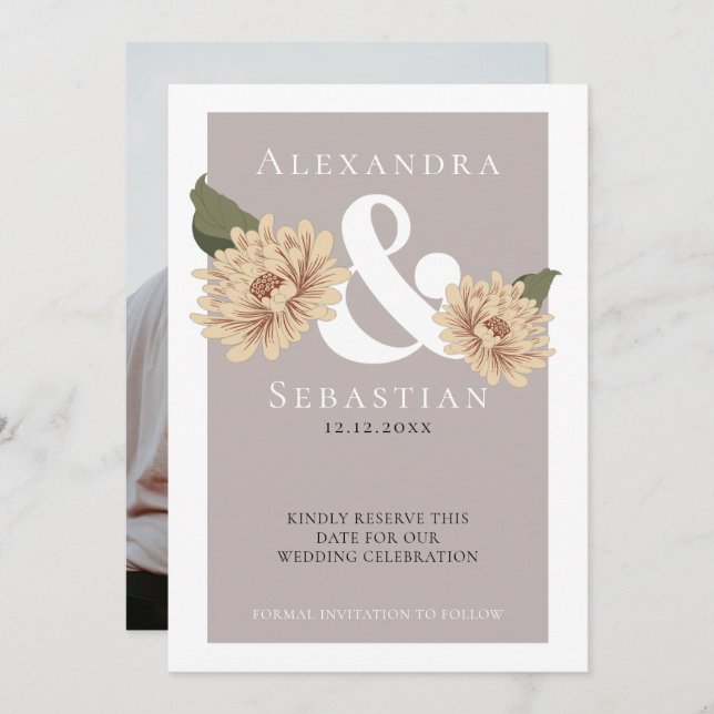 Simple Elegant Floral Wedding Save The Date (Front/Back)