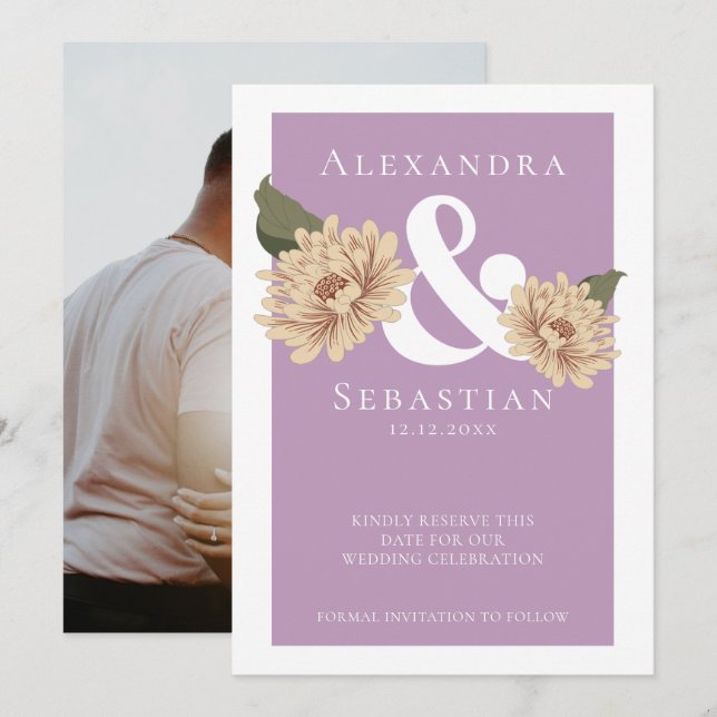 Simple Elegant Floral Wedding Save The Date (Front/Back)