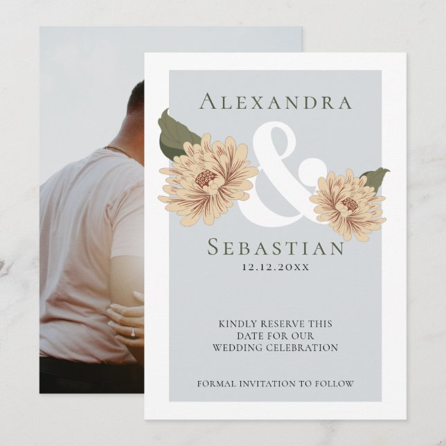 Simple Elegant Floral Wedding Save The Date (Front/Back)