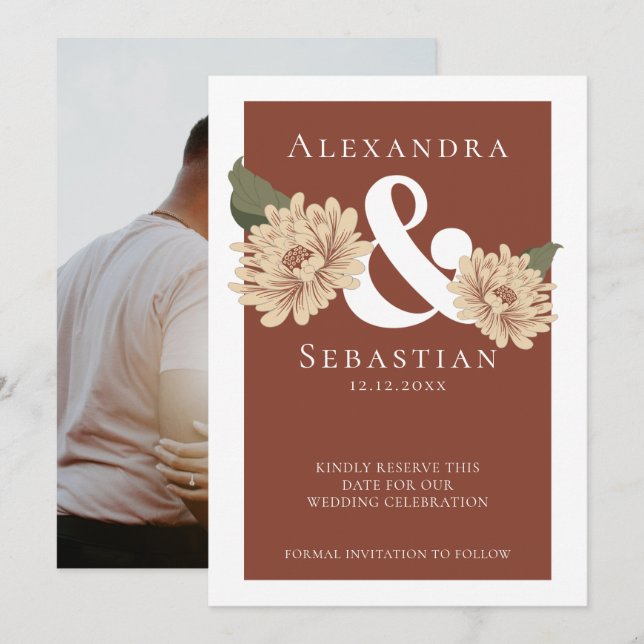 Simple Elegant Floral Wedding Save The Date (Front/Back)