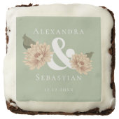 Simple Elegant Floral Wedding Save The Date Brownie (Front)