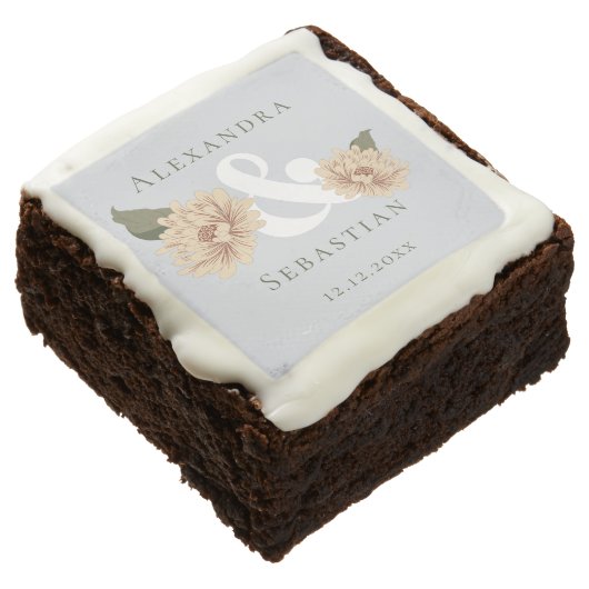 Simple Elegant Floral Wedding Save The Date Brownie (Angled)