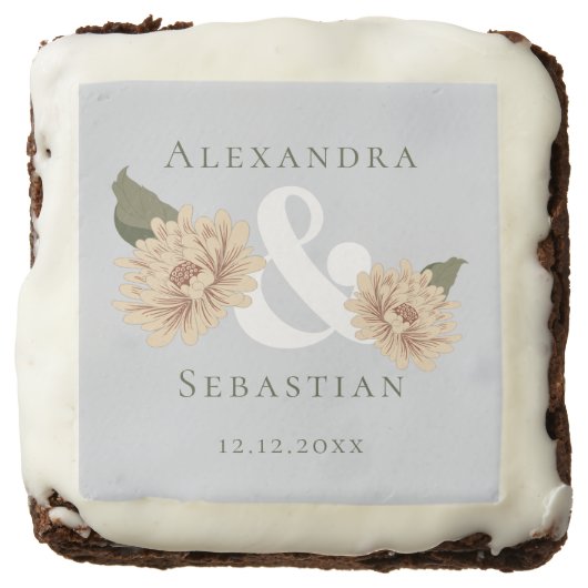 Simple Elegant Floral Wedding Save The Date Brownie (Front)